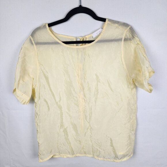 Oak & Fort Sheer Yellow Tie Back Blouse Size Small Fairycore Coquette Spring - Picture 1 of 6